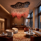 Roselle LED Glass Cascade Chandelier - L 94.5″ × W 61.4″ × H 86.6″RedWarm LightBlushlighting