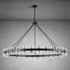 Round Brass Crystal Wagon Wheel Chandelier - 60inBlackBlushlighting