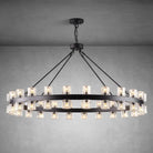 Round Brass Crystal Wagon Wheel Chandelier - 48inBlackBlushlighting