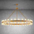 Round Brass Crystal Wagon Wheel Chandelier - 60inGoldBlushlighting