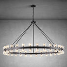 Round Brass Crystal Wagon Wheel Chandelier - 60inBlackBlushlighting