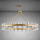 Round Brass Crystal Wagon Wheel Chandelier - 60inBlackBlushlighting