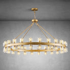 Round Brass Crystal Wagon Wheel Chandelier - 48inGoldBlushlighting