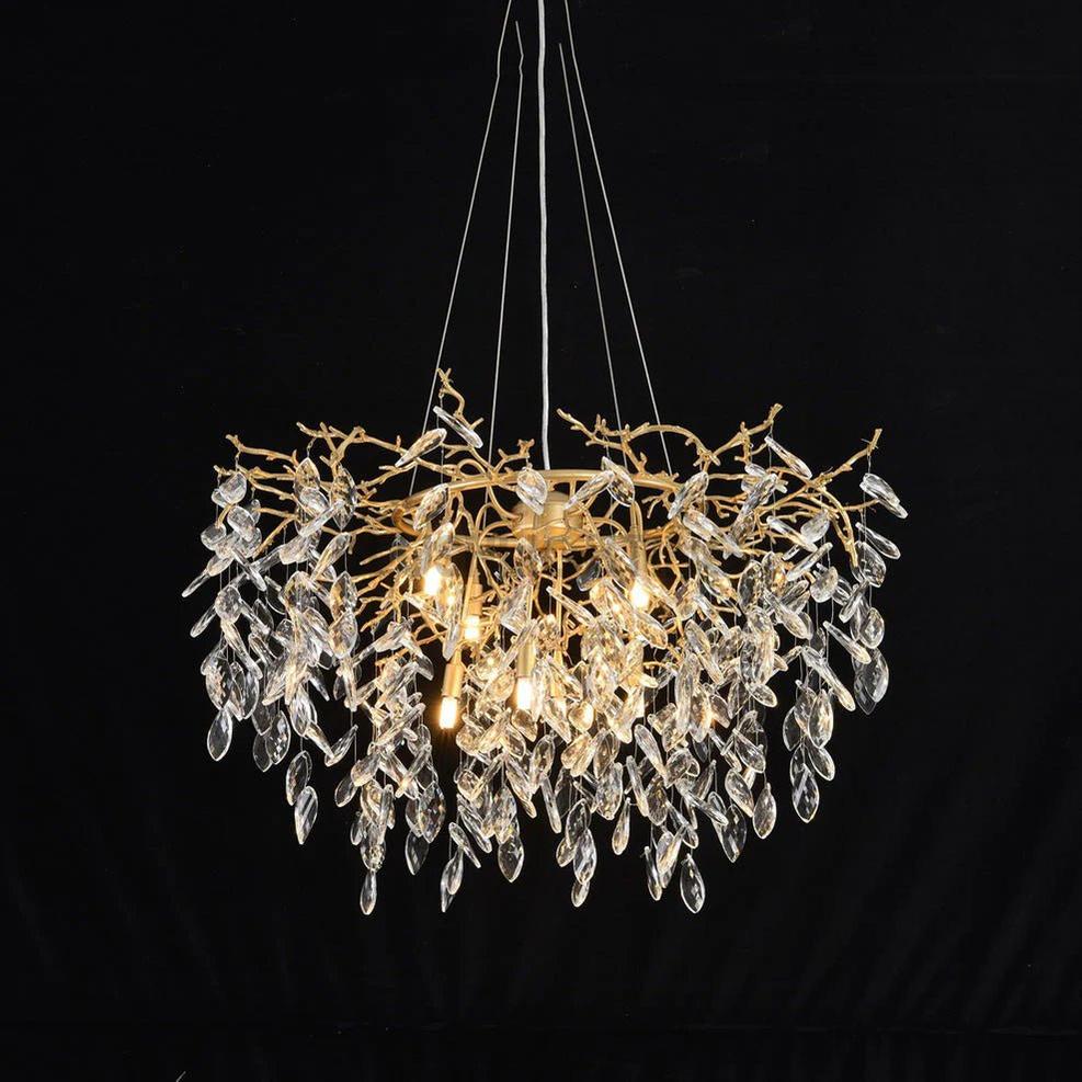 Round Gold Clear Modern Crystal Branch Chandelier-Blushlighting-Blushlighting