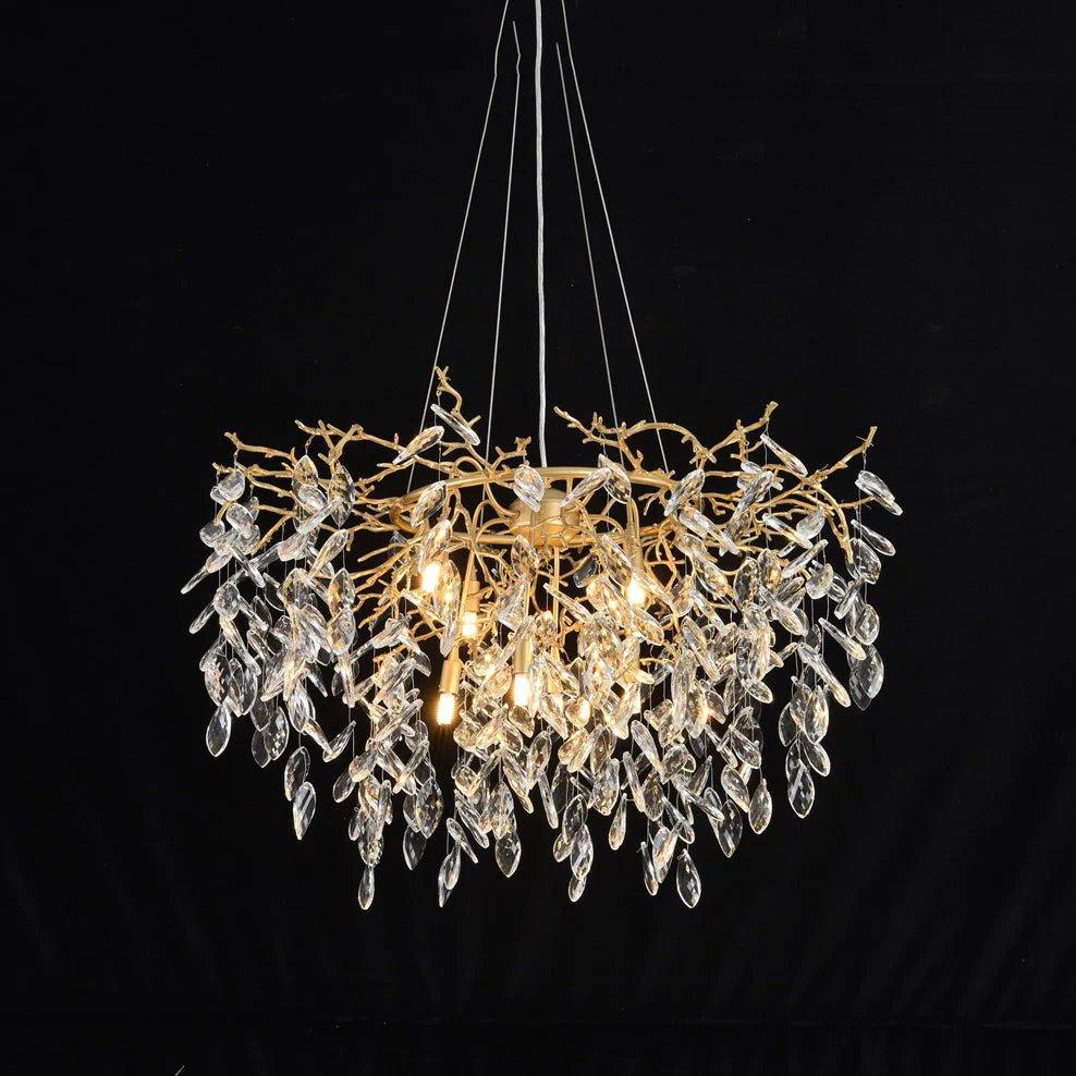 Round Gold Clear Modern Crystal Branch Chandelier-Blushlighting-Blushlighting