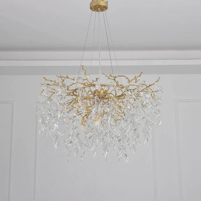 Round Gold Clear Modern Crystal Branch Chandelier-Blushlighting-Blushlighting