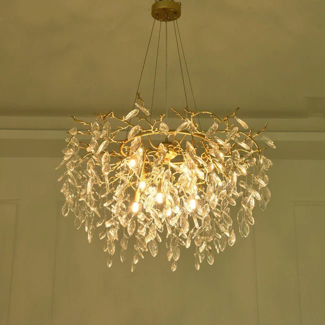 Round Gold Clear Modern Crystal Branch Chandelier-Blushlighting-Blushlighting