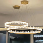 Round Modern Chandelier Brass & Clear Geode Quartz Crystal Hanging Light - Blushlighting