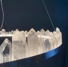 Round Modern Chandelier Brass & Clear Geode Quartz Crystal Hanging Light - Blushlighting