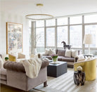 Round Modern Chandelier Brass & Clear Geode Quartz Crystal Hanging Light - Blushlighting