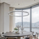 Round Modern Chandelier Brass & Clear Geode Quartz Crystal Hanging Light - Blushlighting