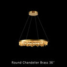 Round Modern Chandelier Brass & Clear Geode Quartz Crystal Hanging Light - Blushlighting