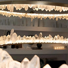 Round Modern Chandelier Brass & Clear Geode Quartz Crystal Hanging Light - Blushlighting
