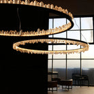 Round Modern Chandelier Brass & Clear Geode Quartz Crystal Hanging Light - Two Rings D36''+D47''BrassBlushlighting