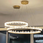Round Modern Chandelier Brass & Clear Geode Quartz Crystal Hanging Light - Two Rings D36''+D47''BrassBlushlighting