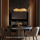 Round Modern Chandelier Brass & Clear Geode Quartz Crystal Hanging Light - Blushlighting