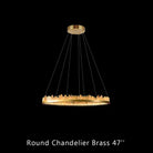 Round Modern Chandelier Brass & Clear Geode Quartz Crystal Hanging Light - Blushlighting