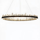 Round Modern Chandelier Brass & Clear Geode Quartz Crystal Hanging Light - Blushlighting