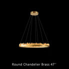 Round Modern Chandelier Brass & Clear Geode Quartz Crystal Hanging Light - Blushlighting