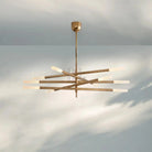 Roussea Grande 8/10-Light Articulating Chandelier-10-Light-Lacquered Burnished Brass-Etched crystal