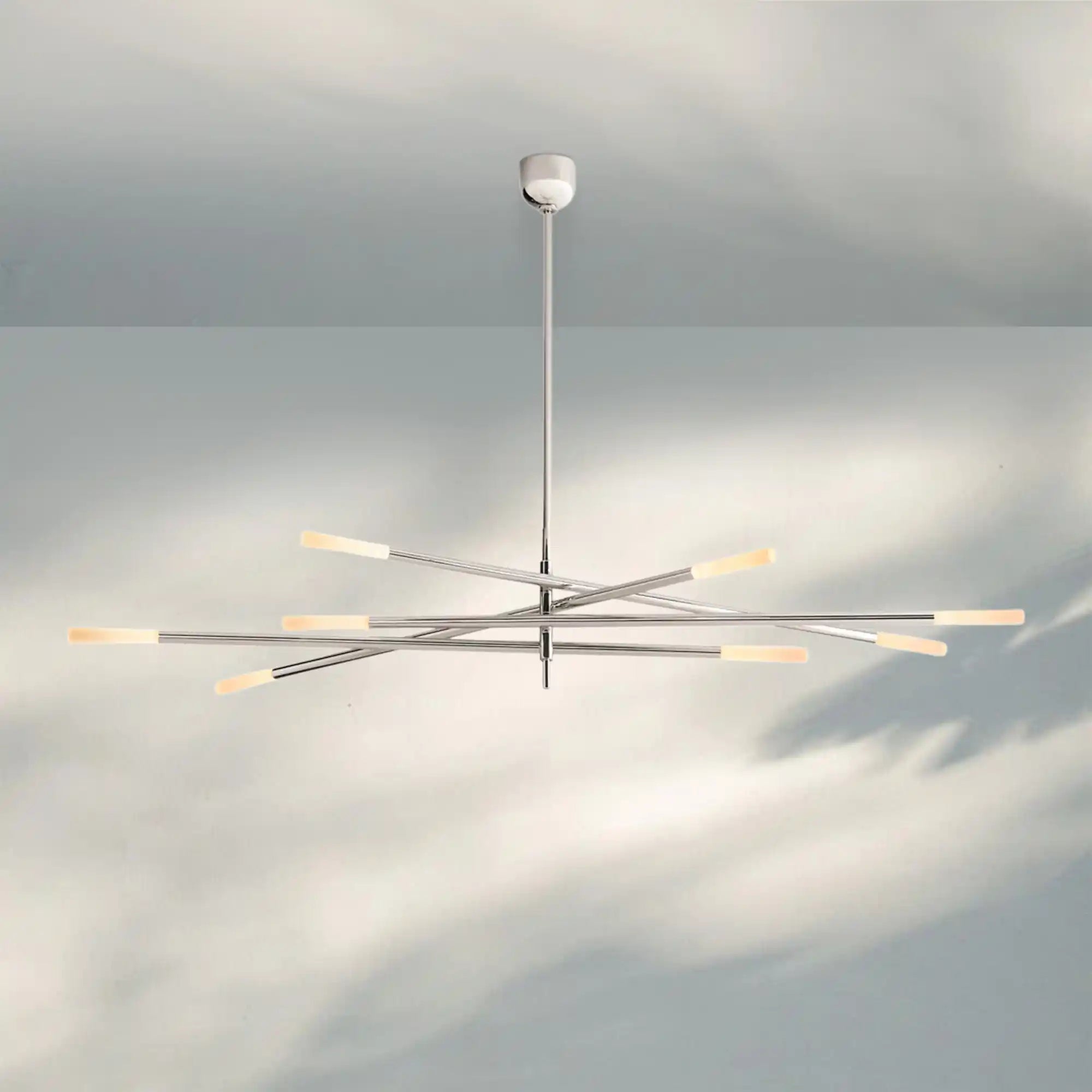 Roussea Grande 8/10-Light Articulating Chandelier-8-Light-Polished Nickel-Etched crystal