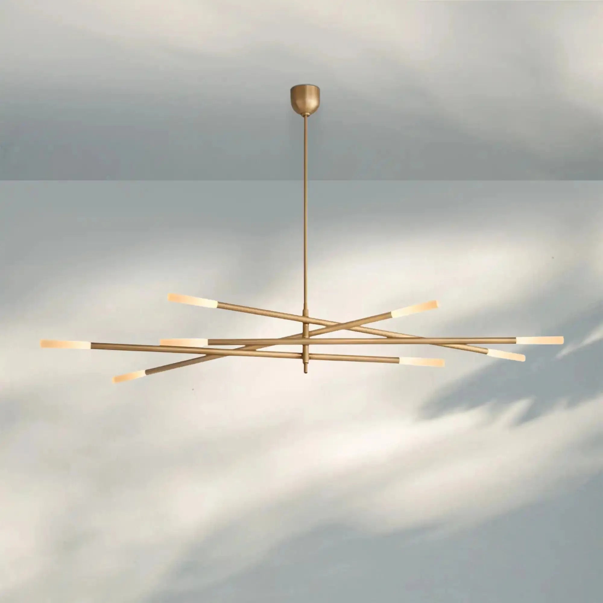 Roussea Grande 8/10-Light Articulating Chandelier-8-Light-Lacquered Burnished Brass-Etched crystal