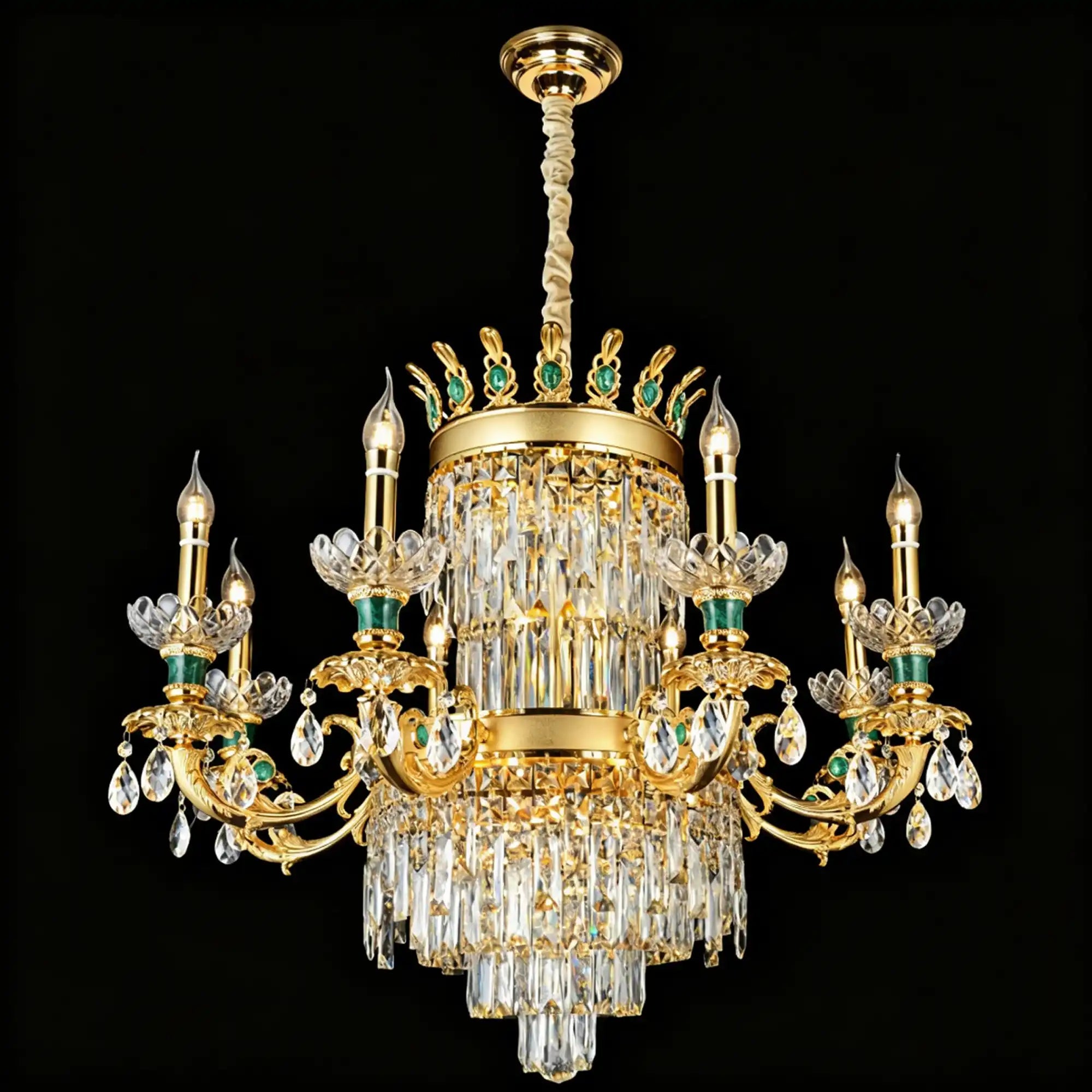 Royal Palace Crown Tiered Crystal Chandelier - 13Lights/D32.28"*H26.77"(D82cm*H68cm)Warm LightBlushlighting