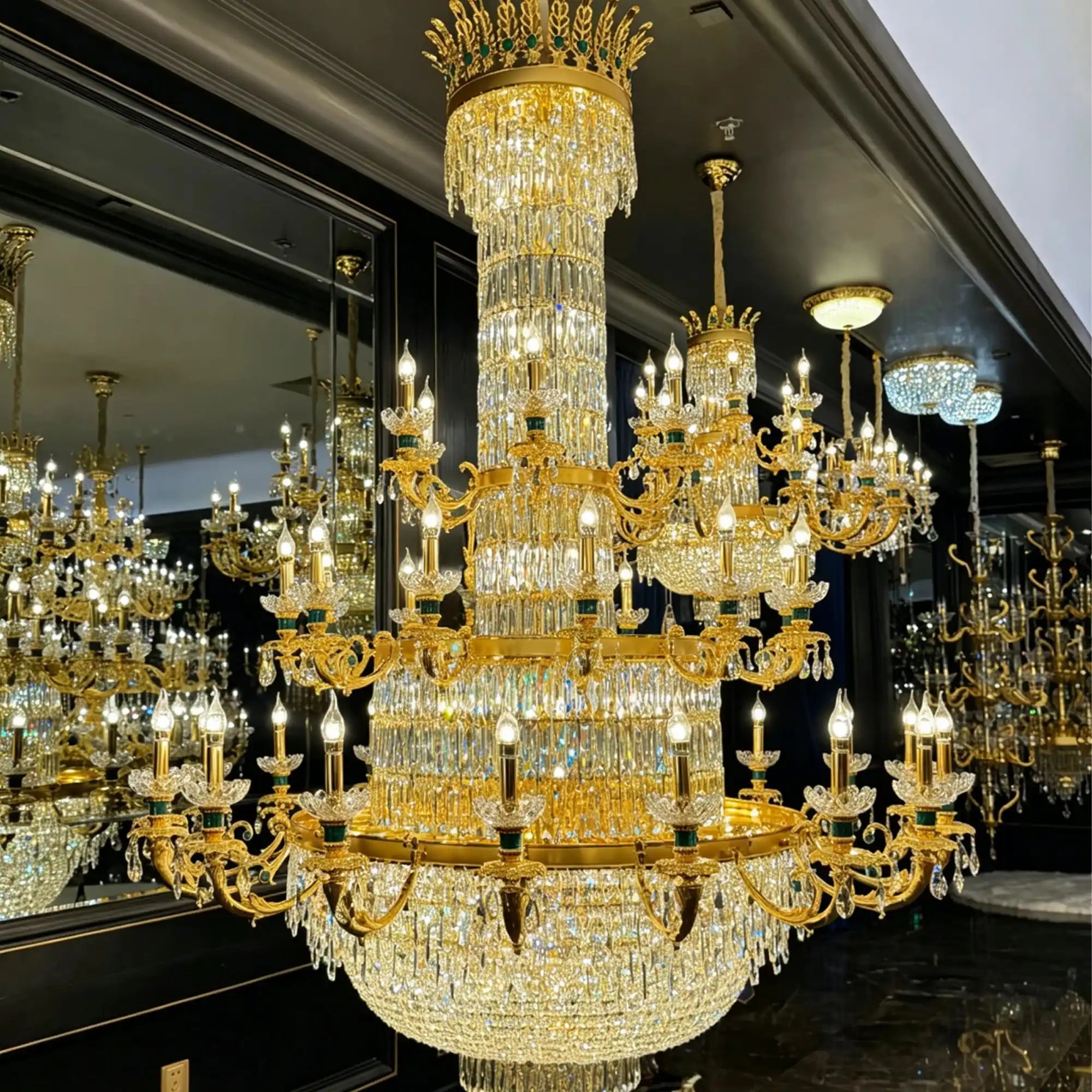Royal Palace Crown Tiered Crystal Chandelier - CustomWarm LightBlushlighting