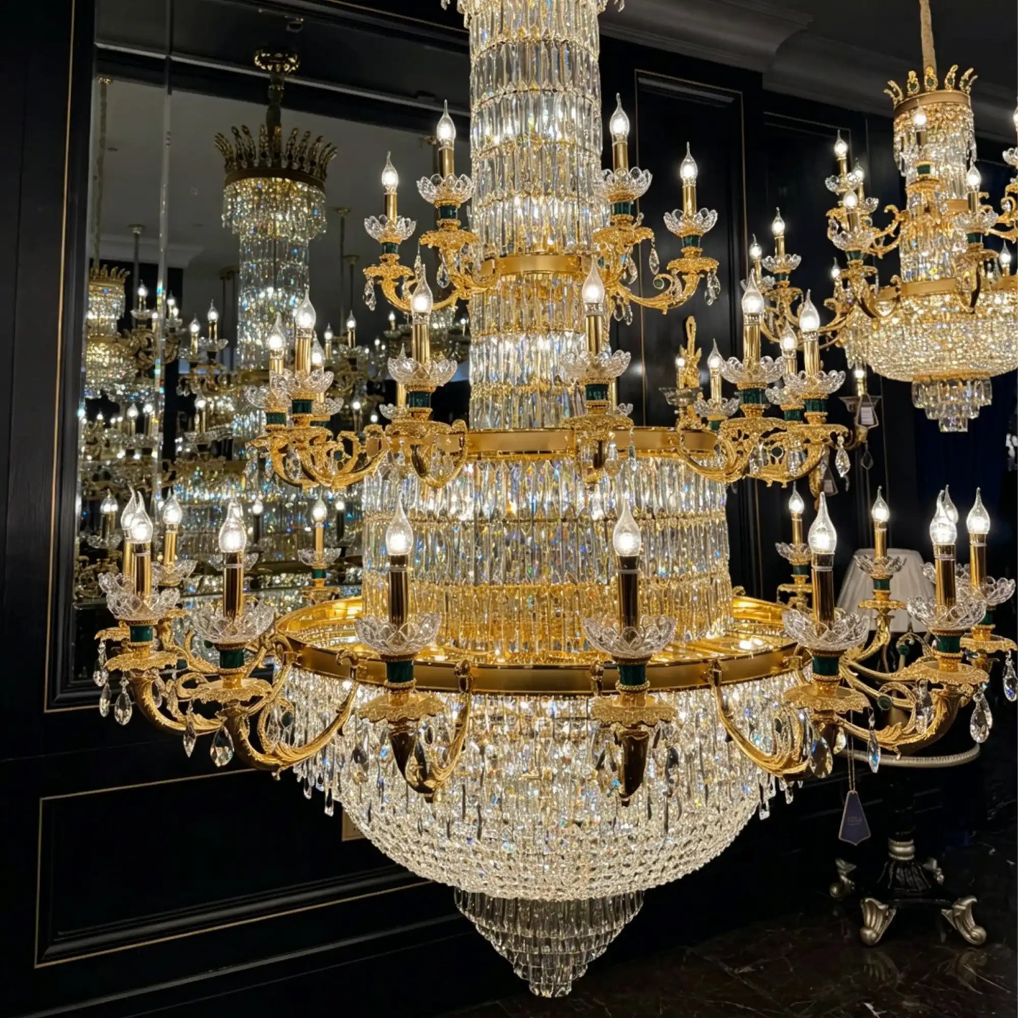 Royal Palace Crown Tiered Crystal Chandelier - CustomWarm LightBlushlighting