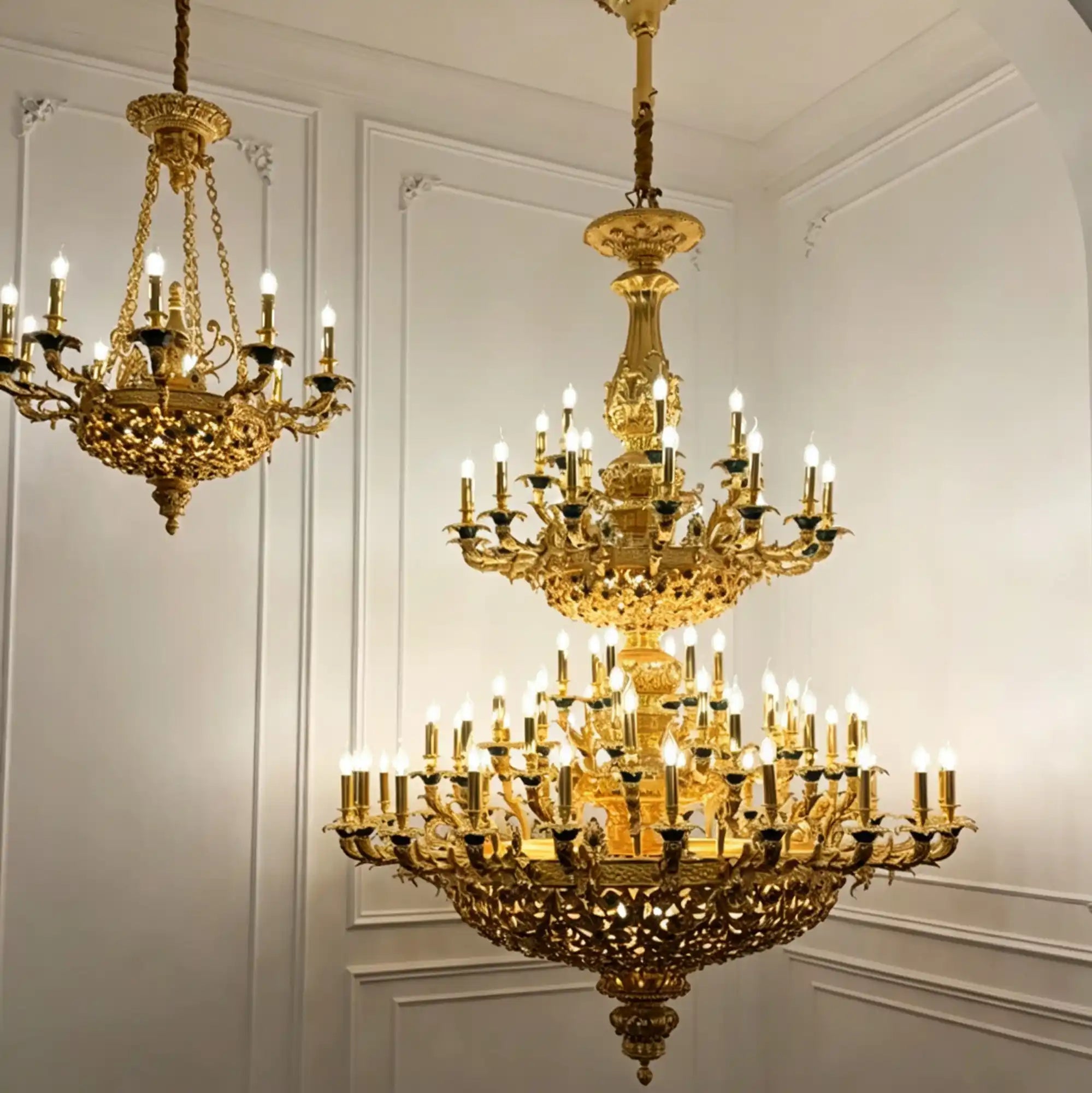 Royal Versailles Malachite Inlay Gilded Brass Candles Chandelier - Style D: D72.1"*H102.4" (D183cm*H260cm)/500kgWarm LightBlushlighting