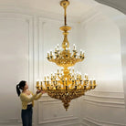 Royal Versailles Malachite Inlay Gilded Brass Candles Chandelier - Style D: D72.1"*H102.4" (D183cm*H260cm)/500kgWarm LightBlushlighting
