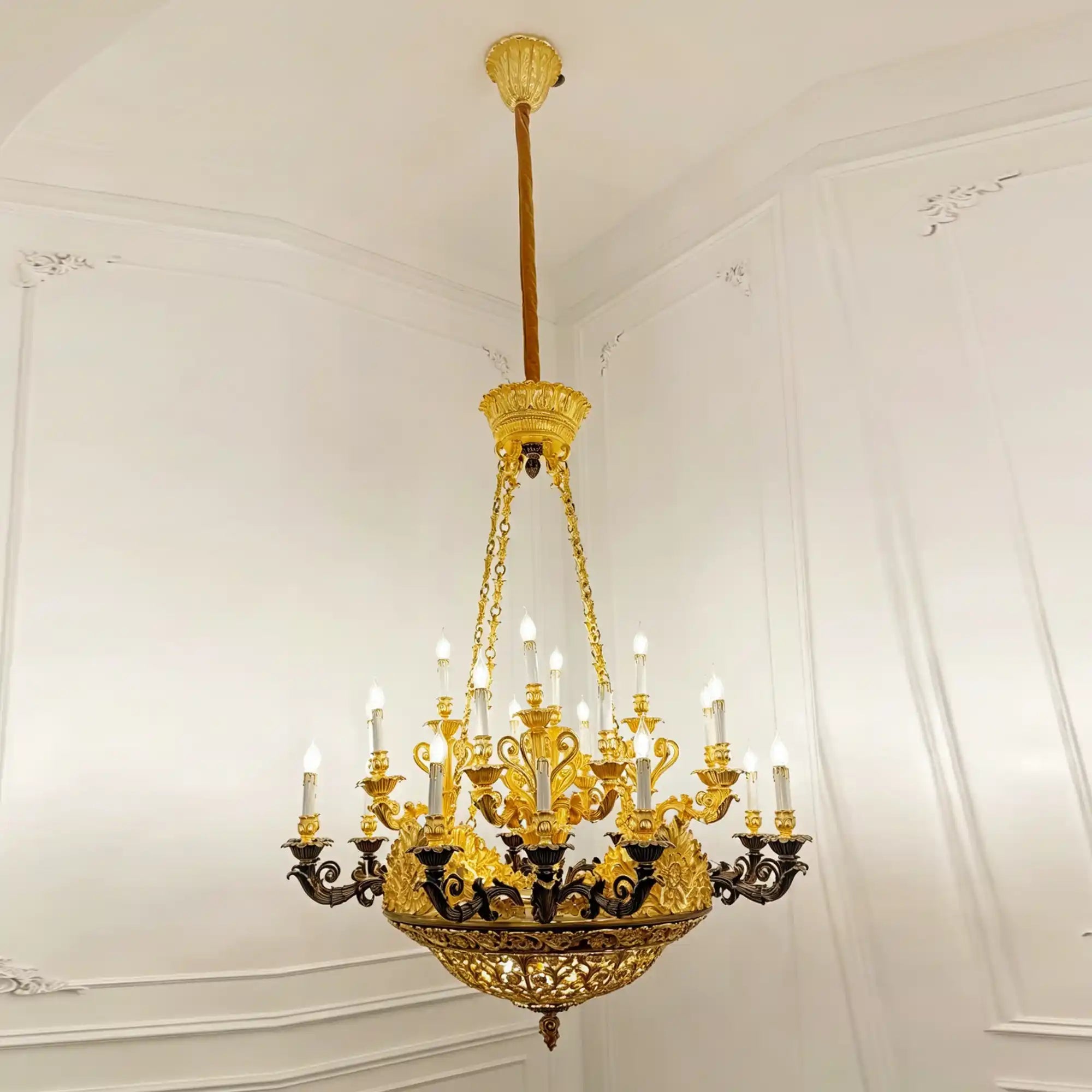Royal Versailles Malachite Inlay Gilded Brass Candles Chandelier - Style B: D50.4"*H62.2" (D128cm*H158cm)/100kgWarm LightBlushlighting