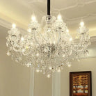 Rustic Antique European Candle Crystal Chandelier Popular Farmhouse Ceiling Light Fixture For Living Room - 24 Lights D47.2"*H25.6"Warm LightBlushlighting