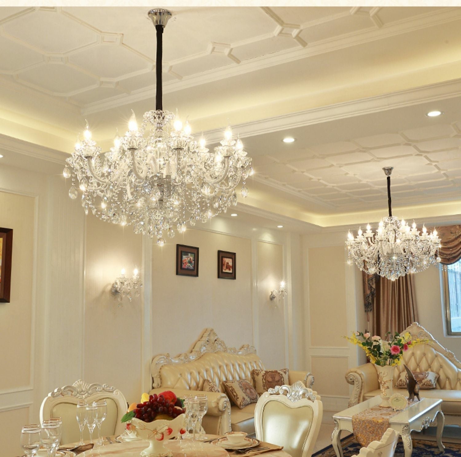 Rustic Antique European Candle Crystal Chandelier Popular Farmhouse Ceiling Light Fixture For Living Room