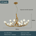 Rustic Farmhouse Branch Chandelier with Glass Orbs - 16 LightsWarm Light 2700KBlushlighting