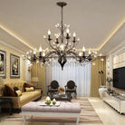 Rustic Wrought Iron Chandeliers 12 Lights - BlackDimmable Warm Light 3000KBlushlighting