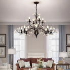 Rustic Wrought Iron Chandeliers 12 Lights - BlackCool Light 6000KBlushlighting