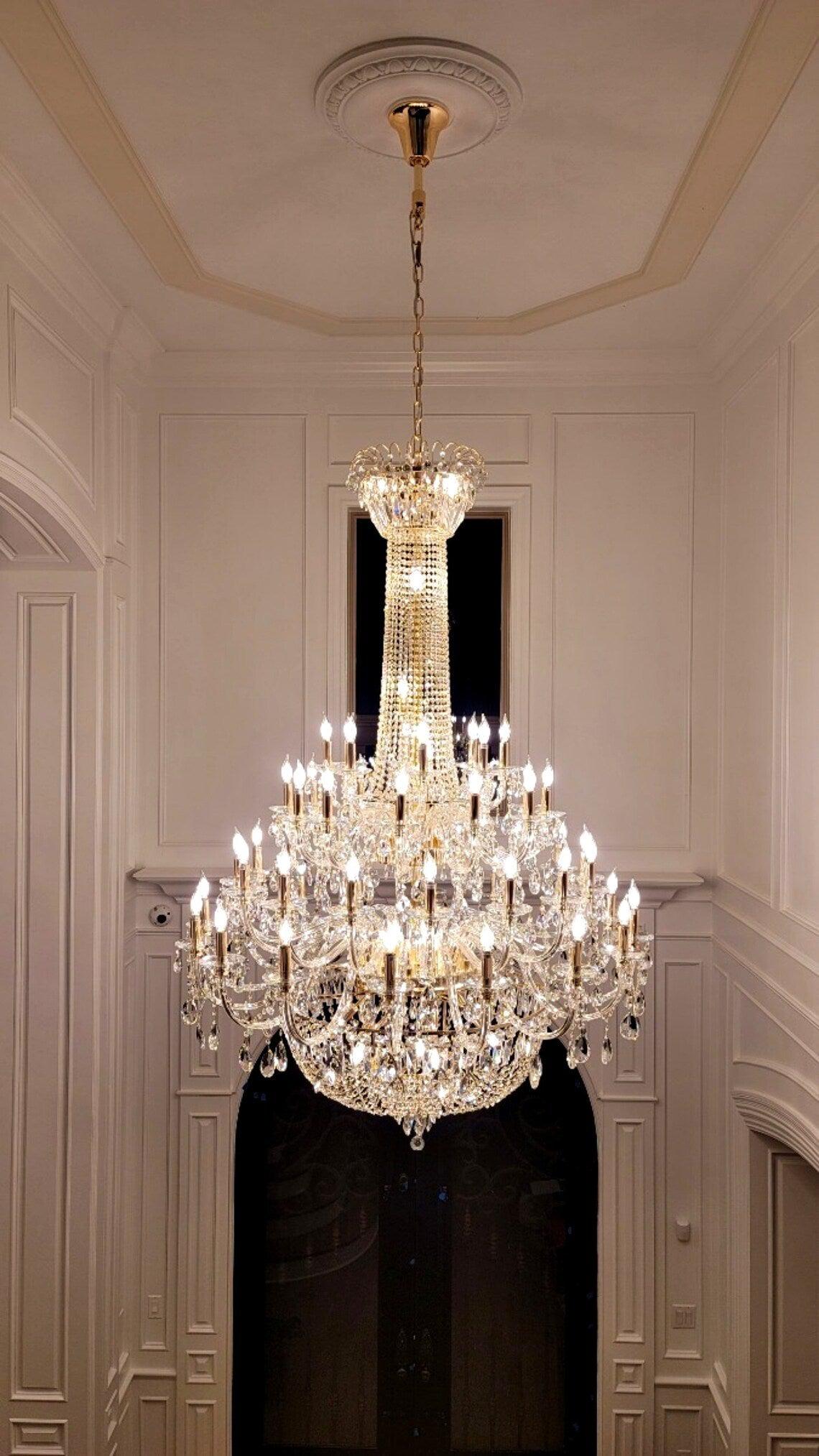 Extra Large European-style Multi-layers Candle Luxury Crystal Chandelier GBUd Art Foyer/Staircase Decorative Light Fixture
