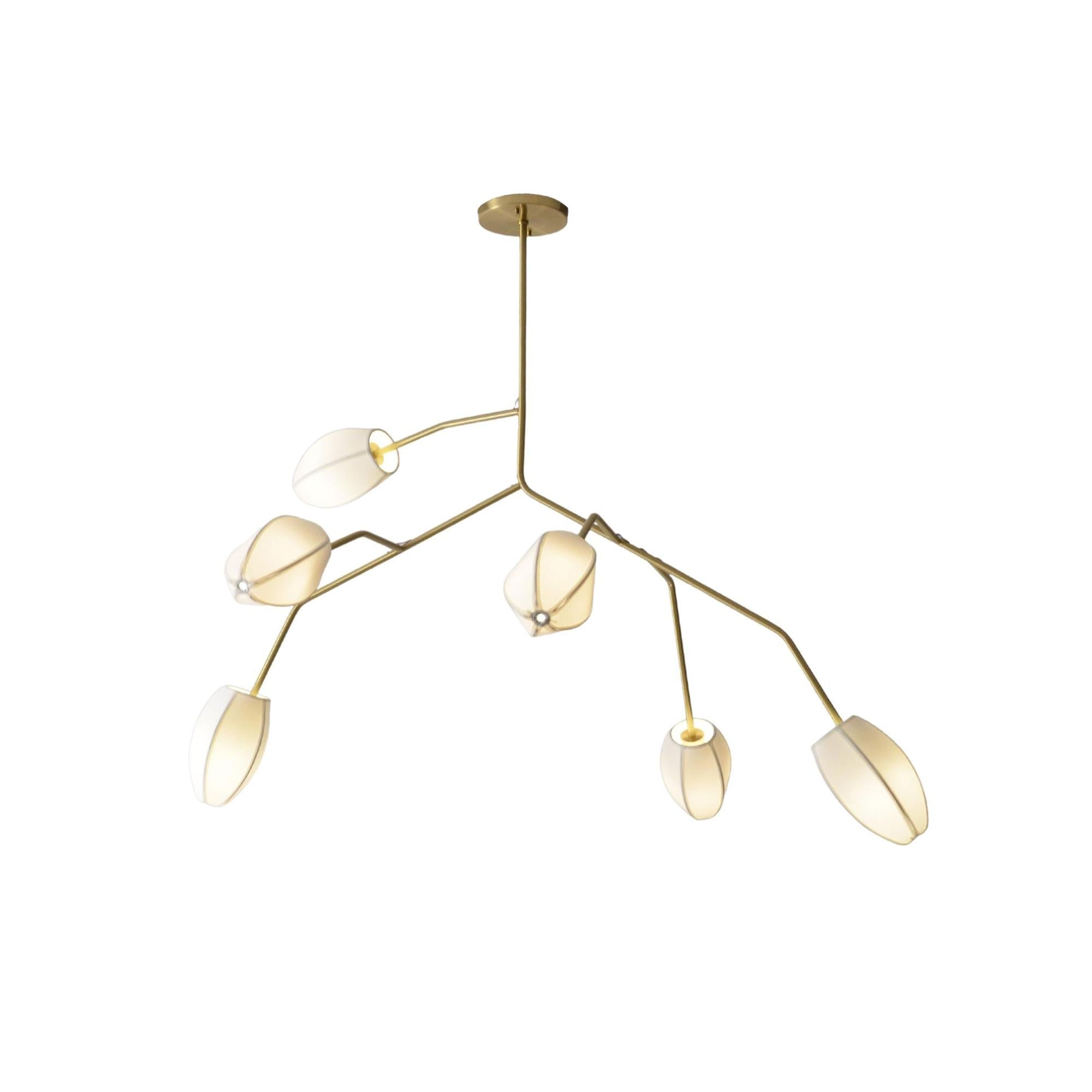 Sacura Chandelier - 6 lights L 49.2″ x W 39.4″ x H 43.3″Brass & WhiteBlushlighting