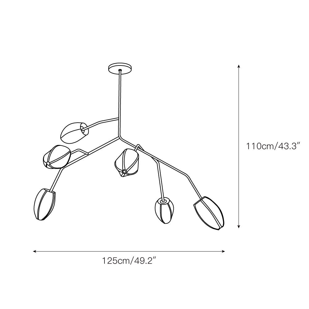 Sacura Chandelier - 6 lights L 49.2″ x W 39.4″ x H 43.3″Brass & WhiteBlushlighting