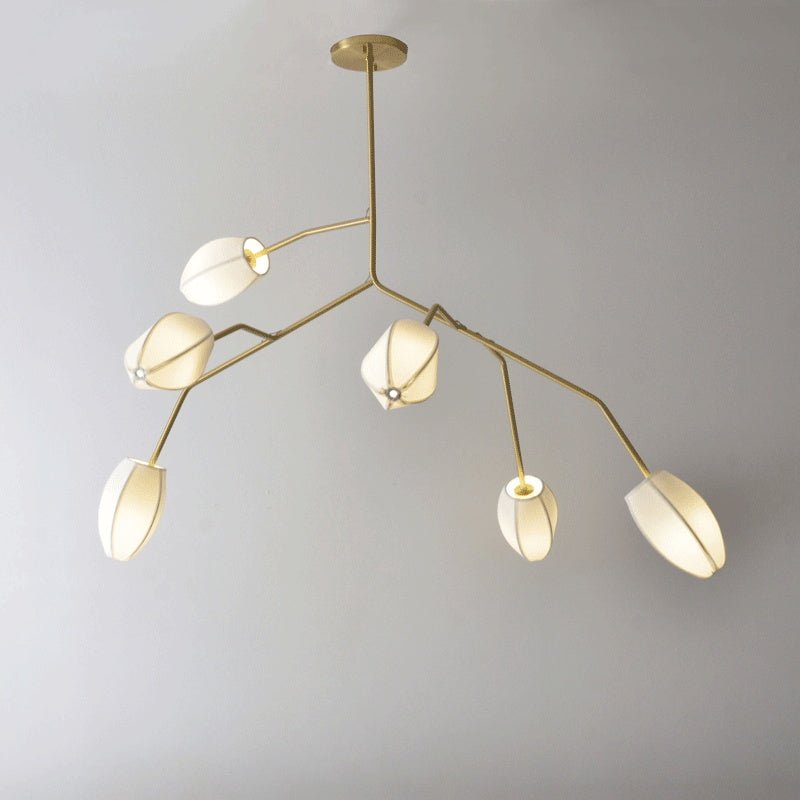 Sacura Chandelier - 6 lights L 49.2″ x W 39.4″ x H 43.3″Brass & WhiteBlushlighting