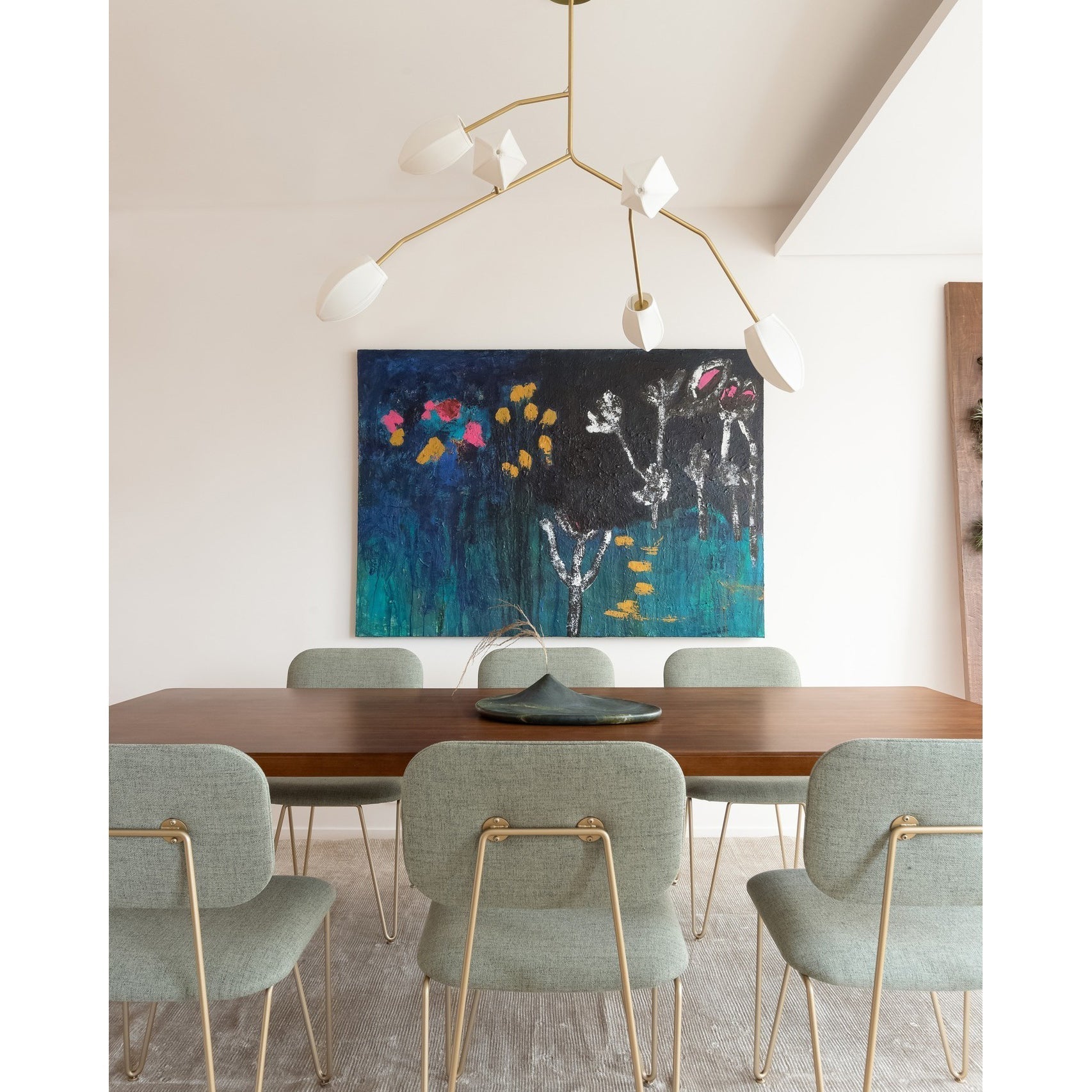 Sacura Chandelier - 6 lights L 49.2″ x W 39.4″ x H 43.3″Brass & WhiteBlushlighting