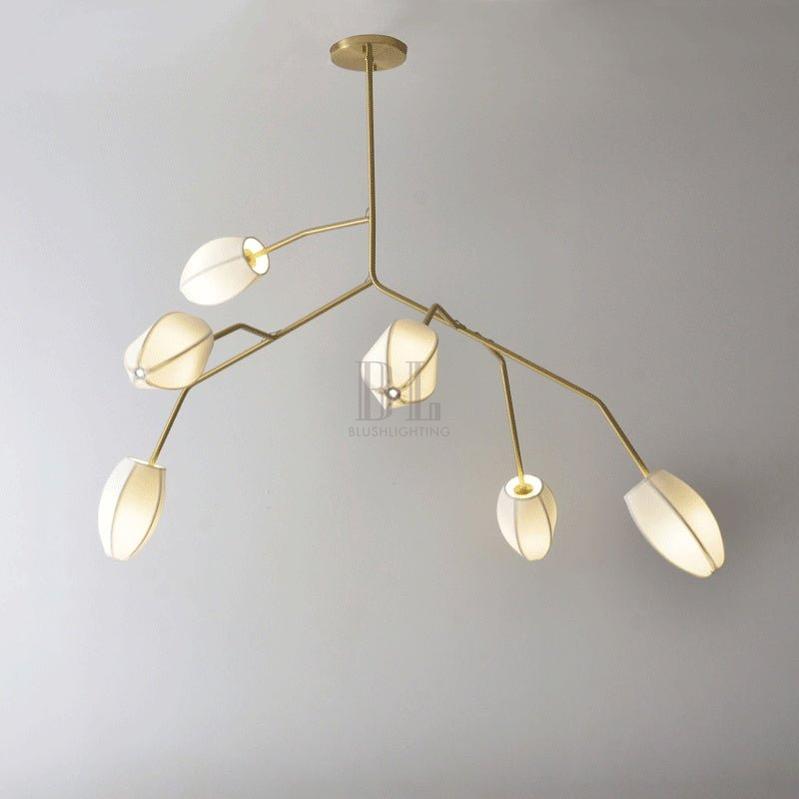 Sacura Chandelier - 6 lights L 49.2″ x W 39.4″ x H 43.3″Brass & WhiteBlushlighting
