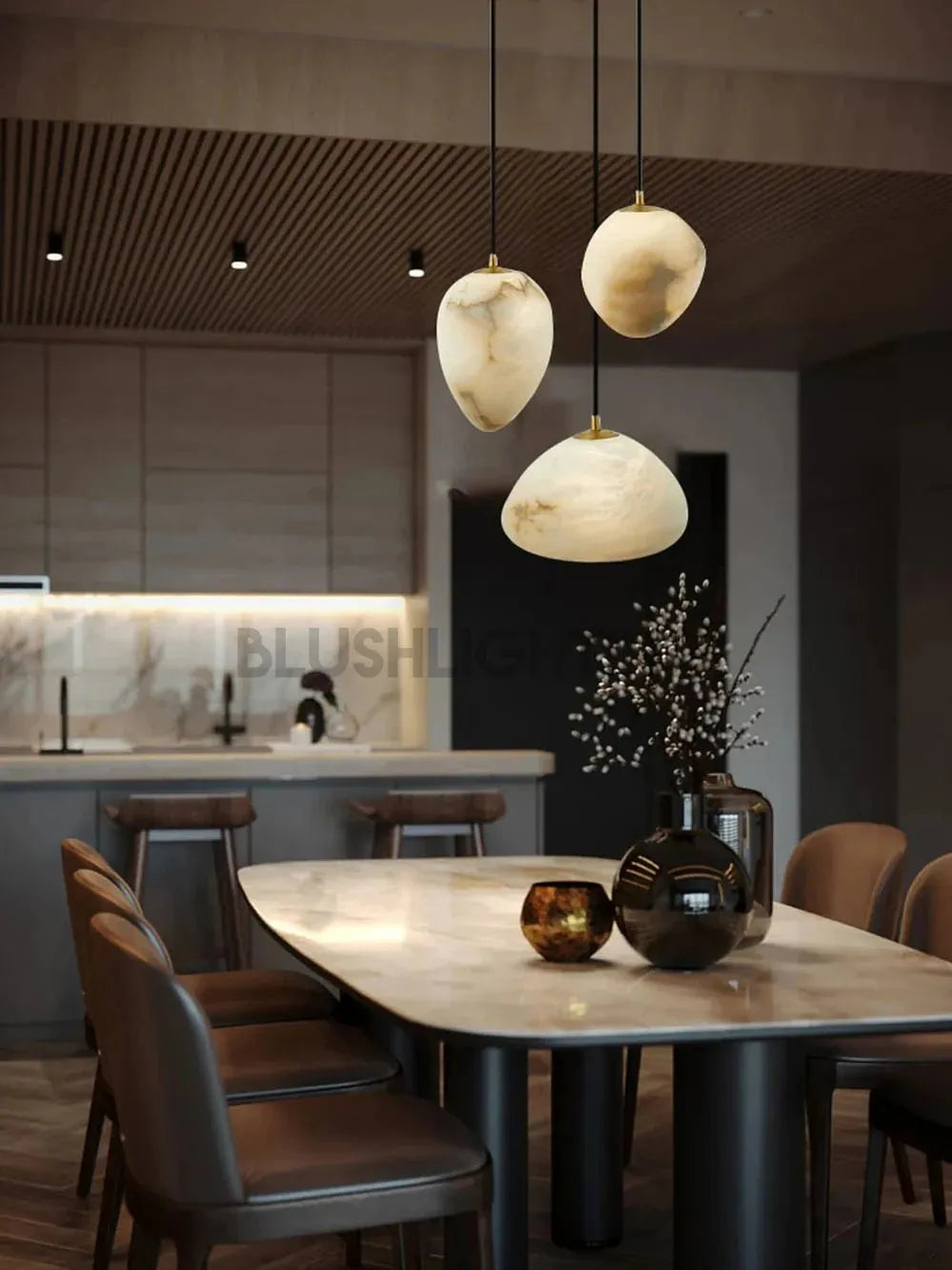 Sage Marble Chandelier - 3 LightsBlushlighting