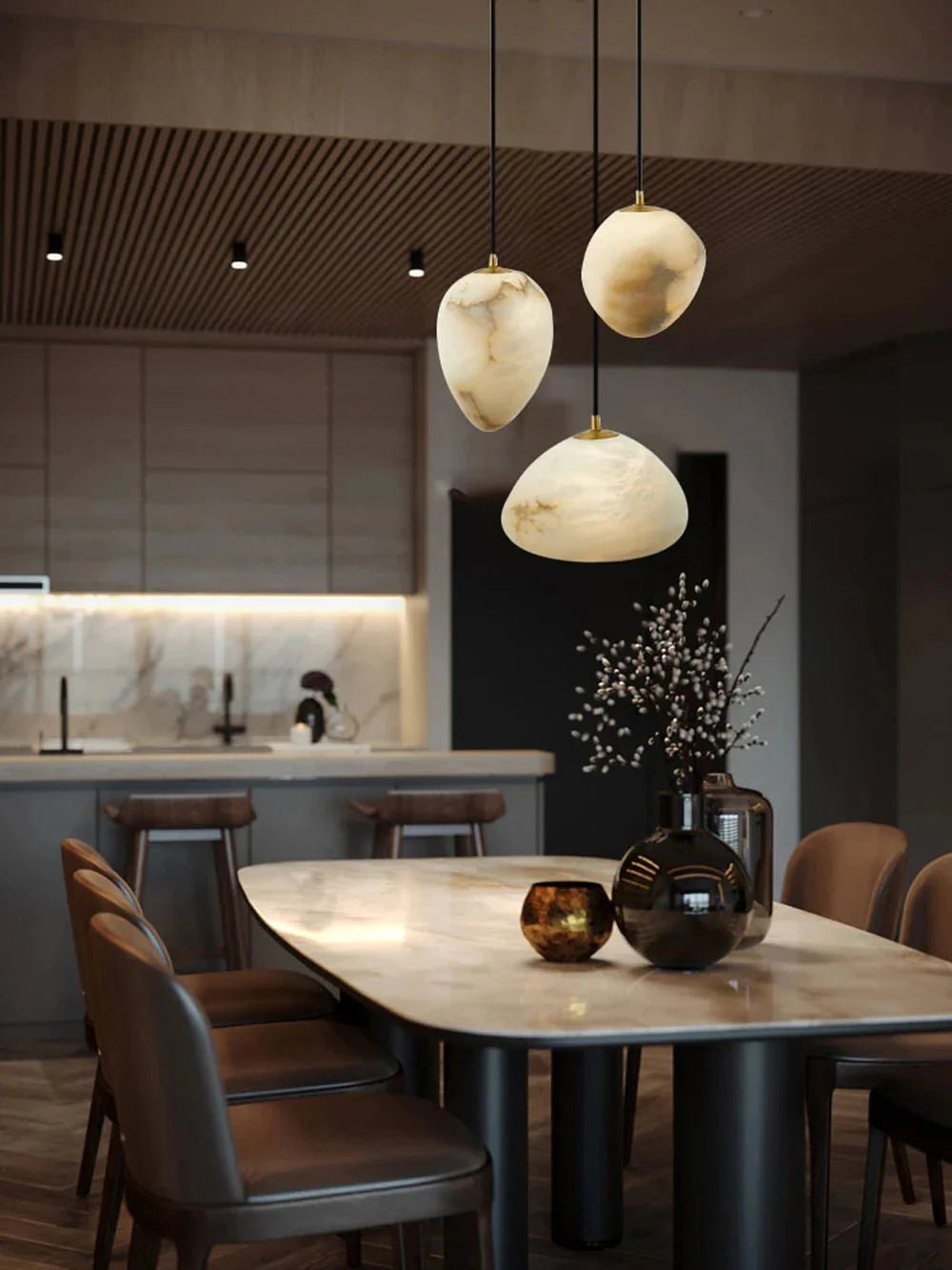 Sage Marble Chandelier - 3 LightsBlushlighting