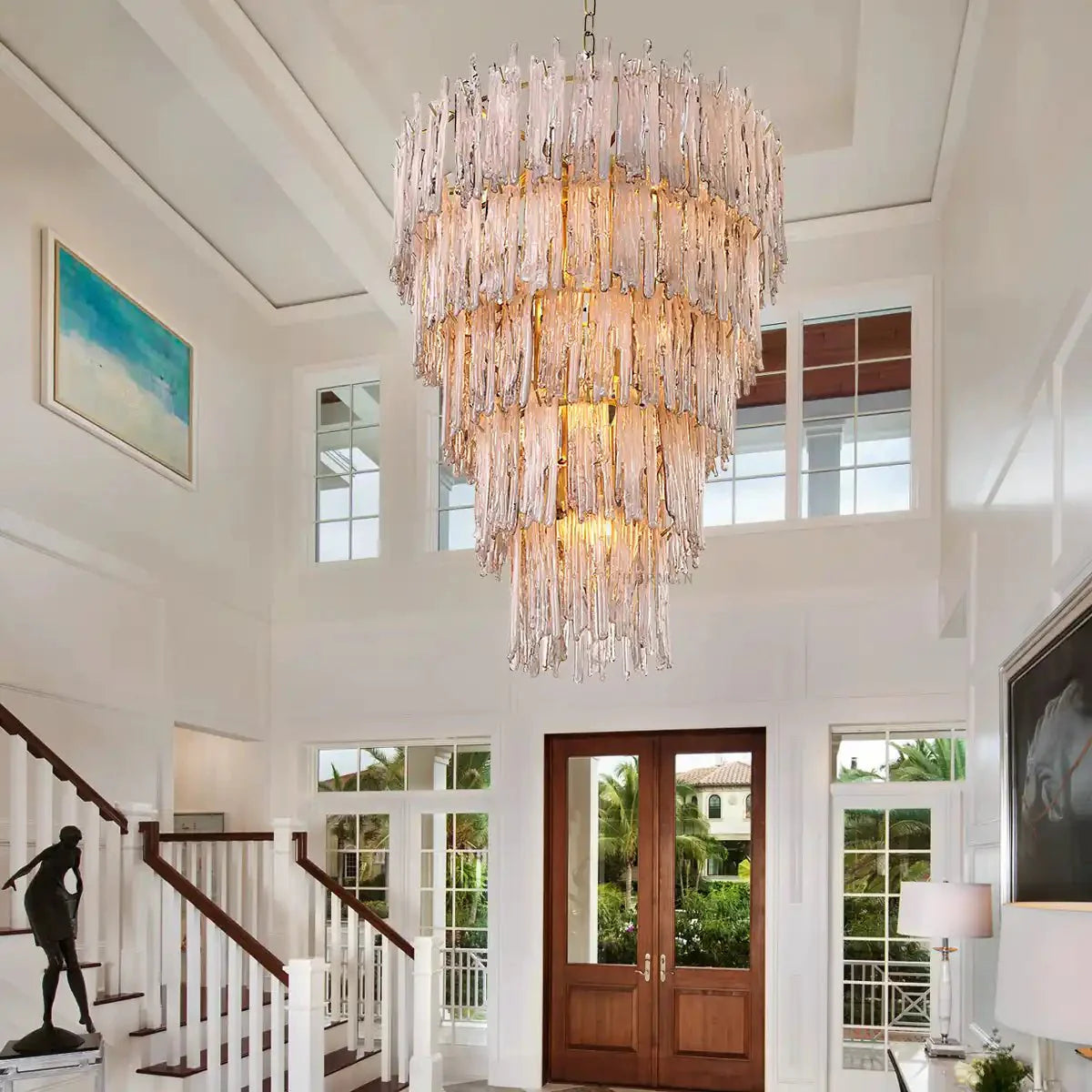 Saint Roch Modern Glass Chandelier Brass & Glass - Blushlighting