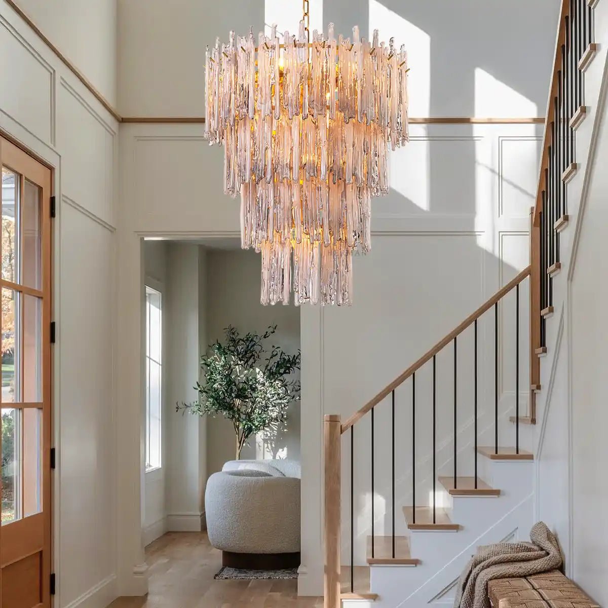 Saint Roch Modern Glass Chandelier Brass & Glass - Blushlighting