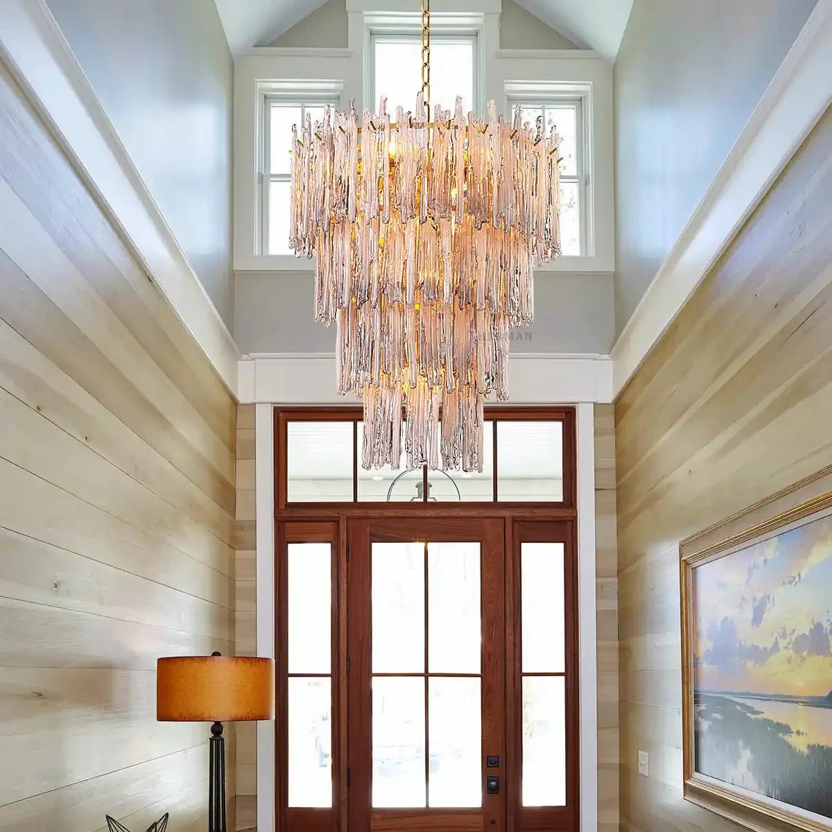 Saint Roch Modern Glass Chandelier Brass & Glass - LargeBlushlighting