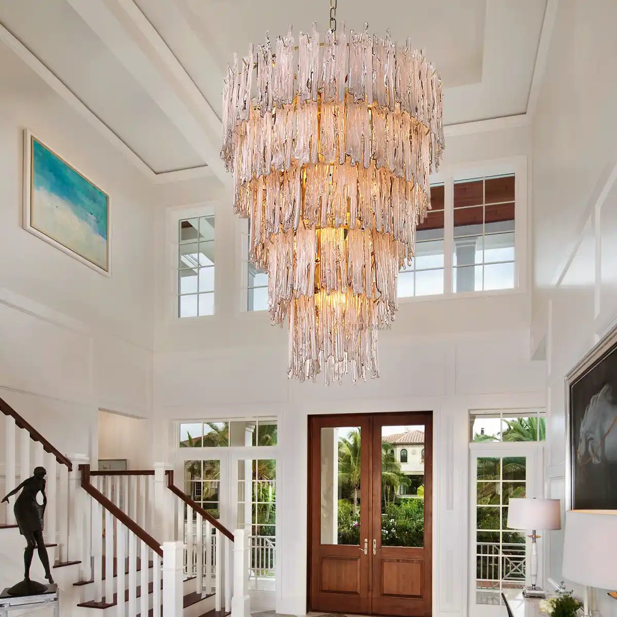 Saint Roch Modern Glass Chandelier Brass & Glass - Blushlighting