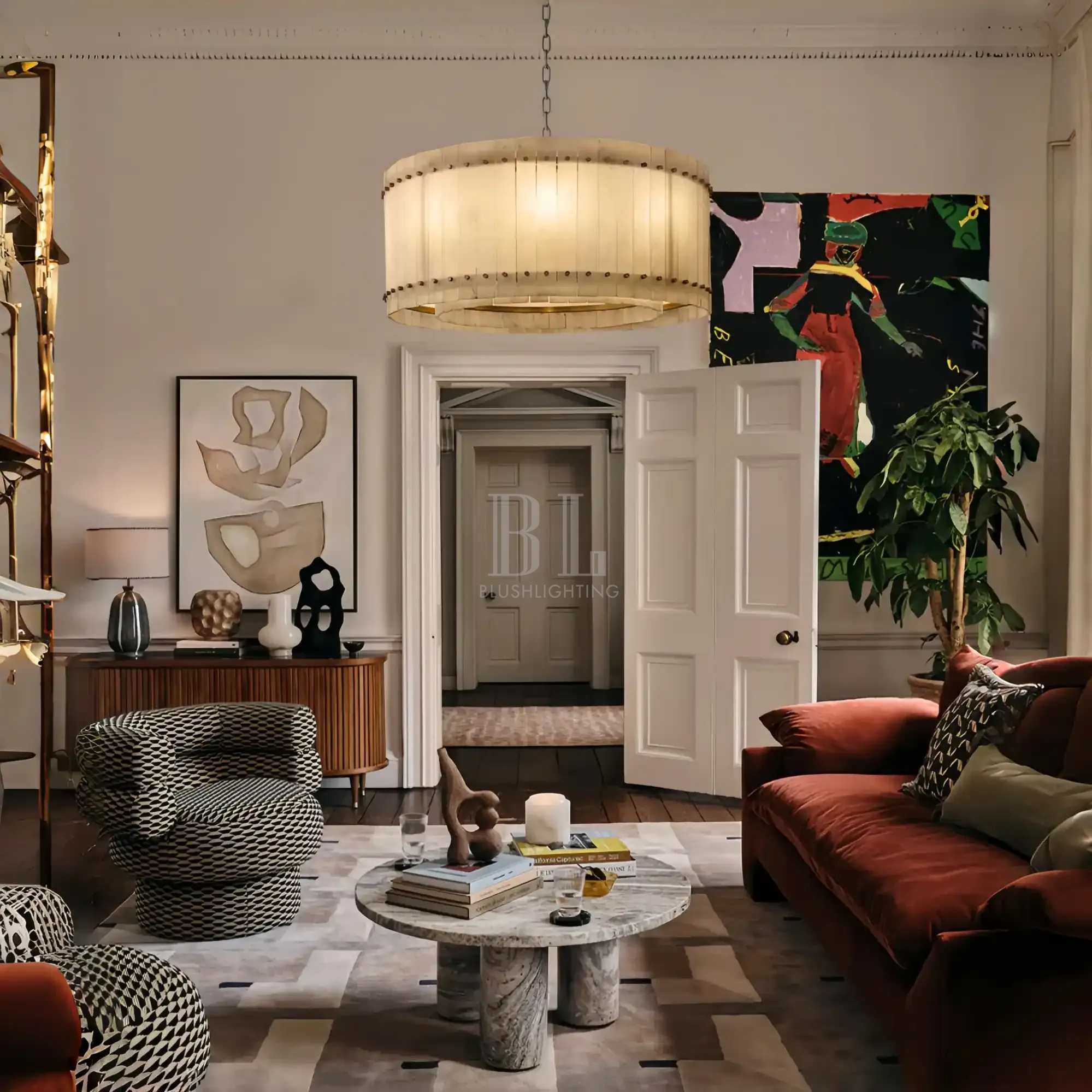 Sun Marco Alabaster Round Chandelier 22'' 37'' 48'' 60''-Blushlighting